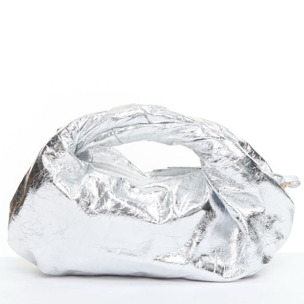 DRIES VAN NOTEN Twist silver metallic textured leather top handle bag - Picture 5 of 8
